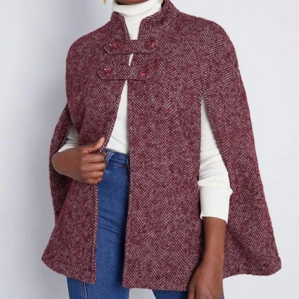 Modcloth Pink Herringbone Cape - Picture 9 of 9